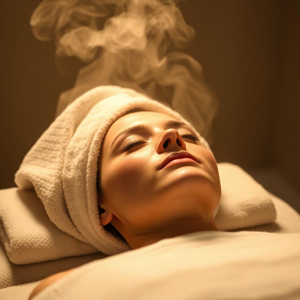 Tratamiento facial con toallas calientes